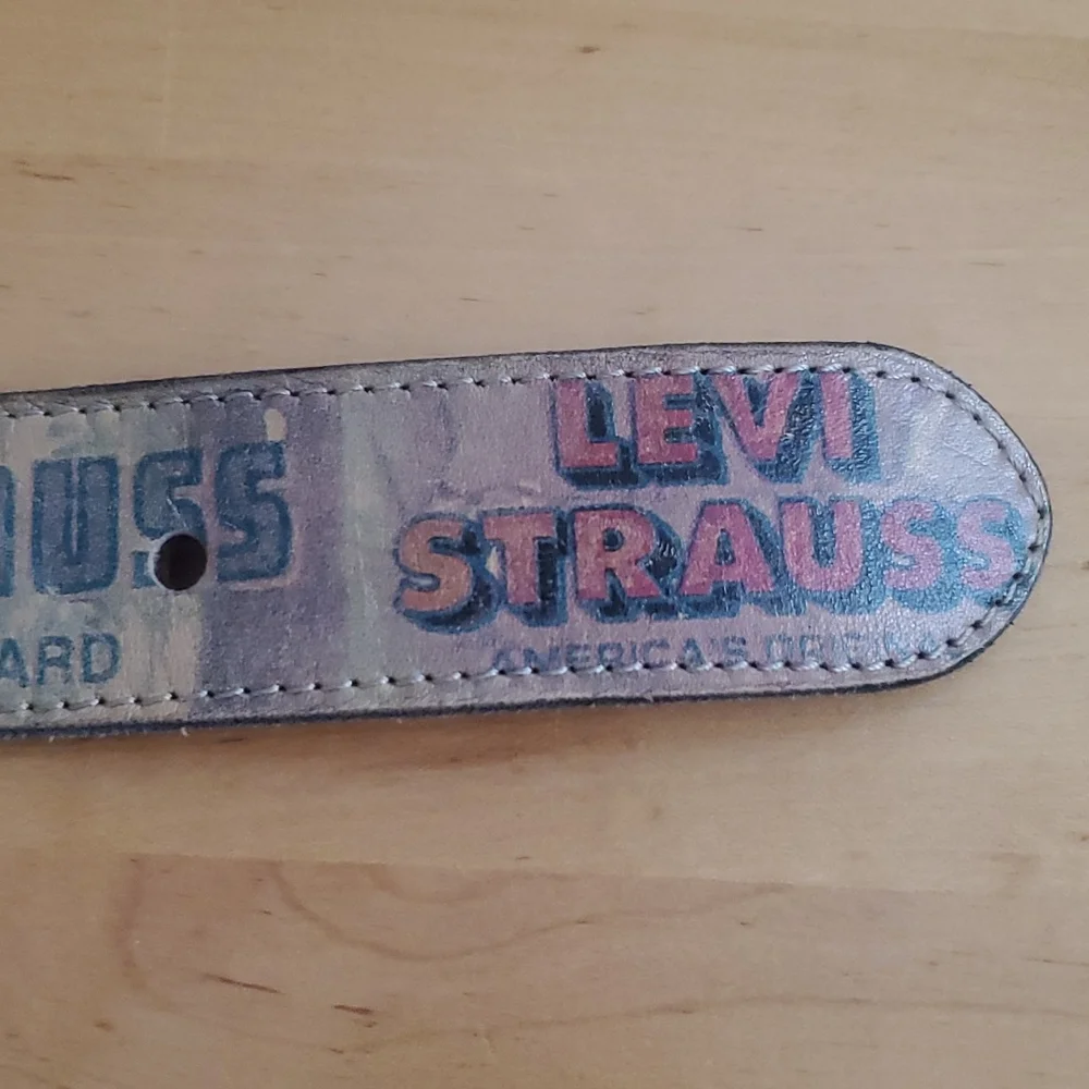 Levi's Brown Leather Belt with Red and Blue Panel Logos